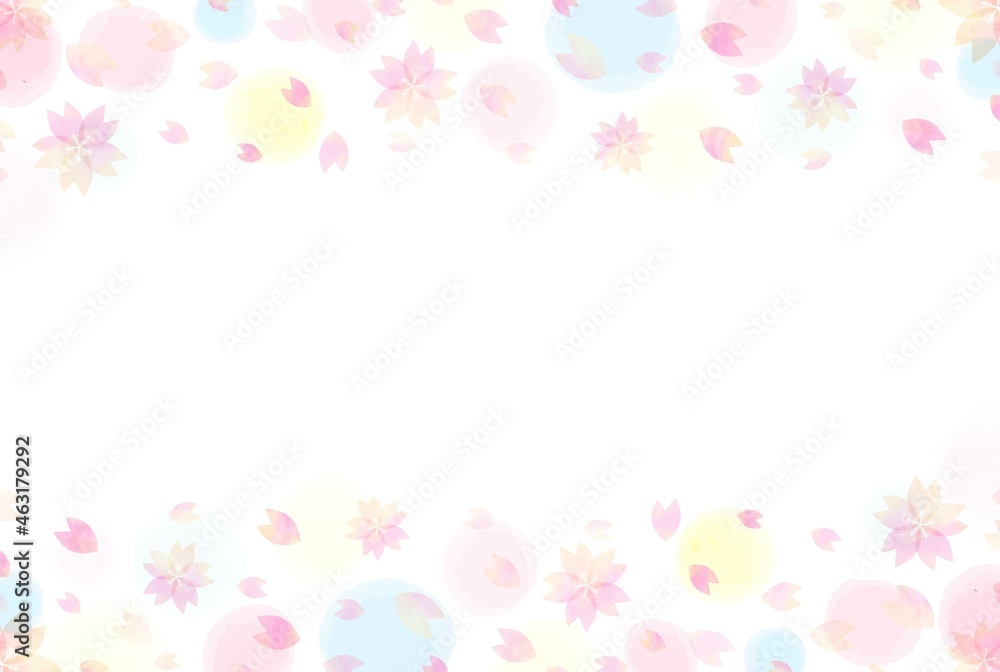 美しい水彩の桜のフレームイラスト2