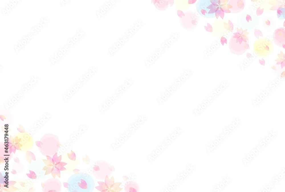 美しい水彩の桜のフレームイラスト5