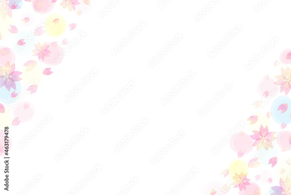 美しい水彩の桜のフレームイラスト6