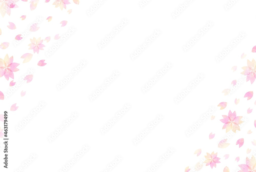美しい水彩の桜のフレームイラスト3