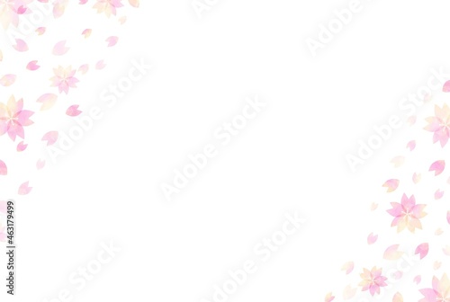美しい水彩の桜のフレームイラスト3