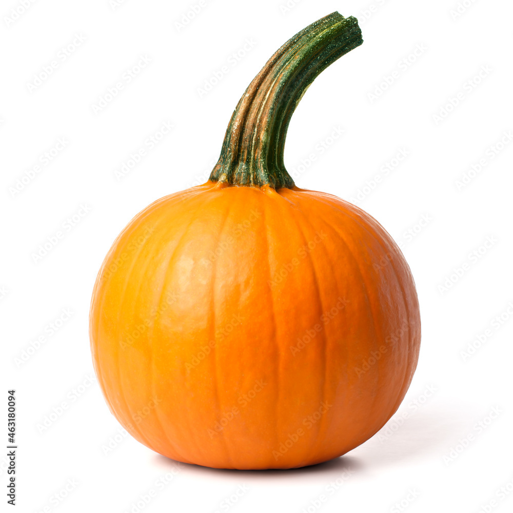 Obraz premium Single round orange pumpkin for Halloween isolated on white.