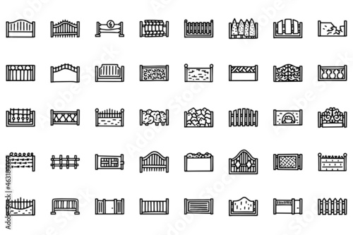 Fences line vector doodle simple icon set