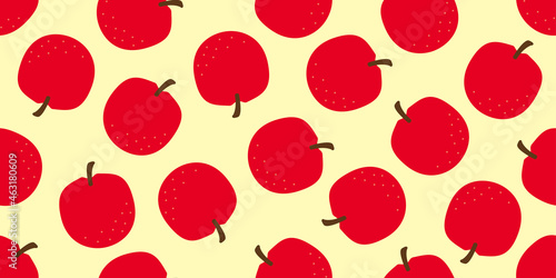 Apple illustration background. Seamless pattern.Vector. りんごのパターン　背景素材