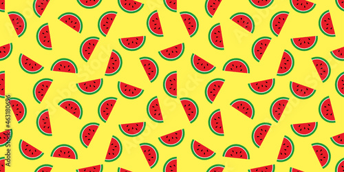 Watermelon illustration background. Seamless pattern.Vector. スイカのパターン　背景素材