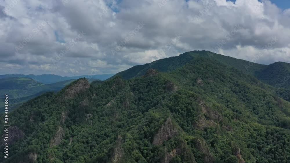 Aerial panorama view of slopes of summer mountains, Adygea, Caucasus Mountains, 4k Aerial panorama view of slopes of summer mountains, Adygea, Caucasus Mountains, 4k