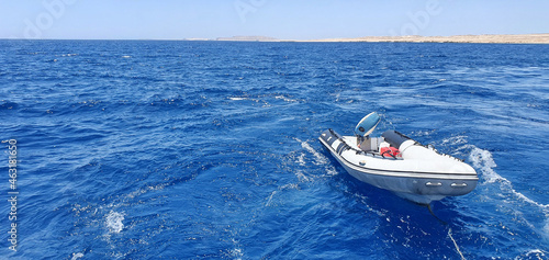 Motor boat on the high seas. Beautiful sea in Egypt. Sea view. © Наталия Горячих