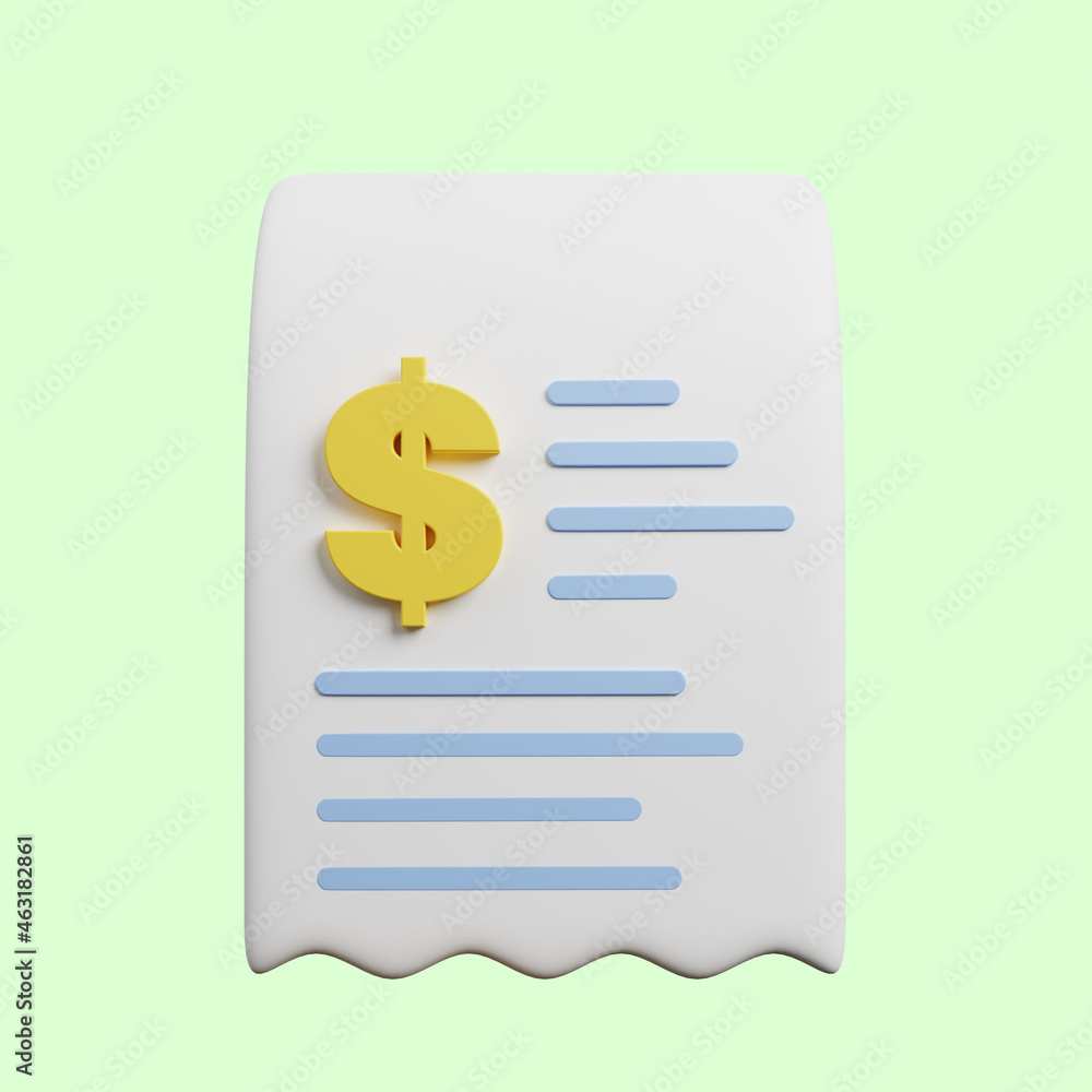 3d illustration of payment concept paper with dollar icon 3d illustration of payment concept paper with dollar icon