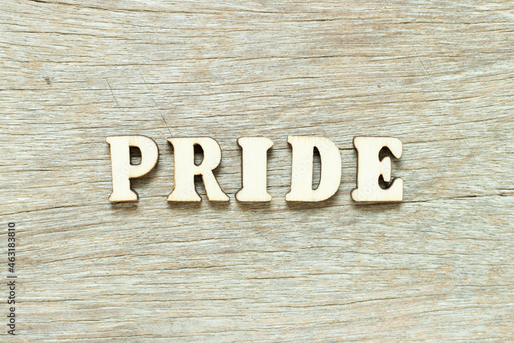 Alphabet letter in word pride on wood background Alphabet letter in word pride on wood background