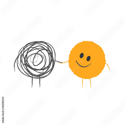 Coaching logo. Sun and chaos icon. Symbol of help, problem solving