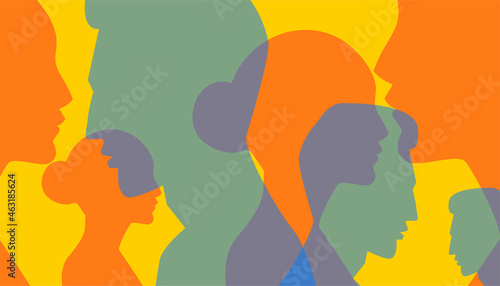 Banner with men and women. Background with people