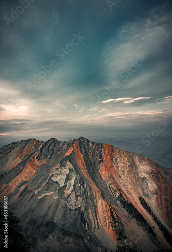 Multicolored mountain range on the morning sun
