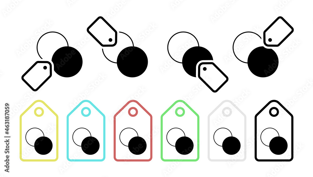 Contrast black and white vector icon in tag set illustration for ui and ux, website or mobile application