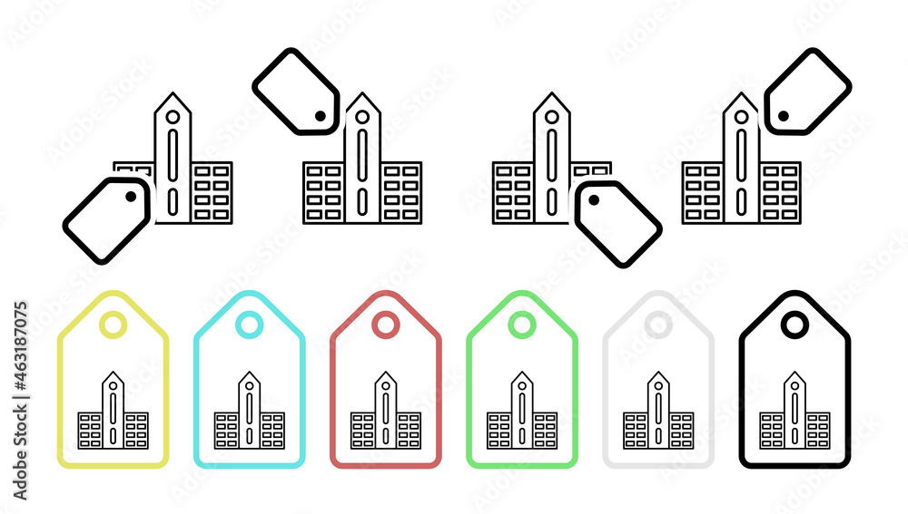 School vector icon in tag set illustration for ui and ux, website or mobile application