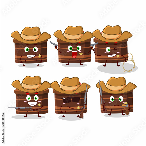 Cool cowboy brown round gift cartoon character with a cute hat