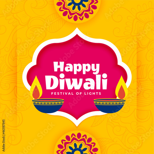happy diwali banner background in flat decorative style