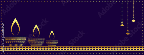 decorative golden purple web diwali banner design