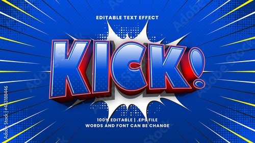 Kick comic editable text effect with cartoon text style