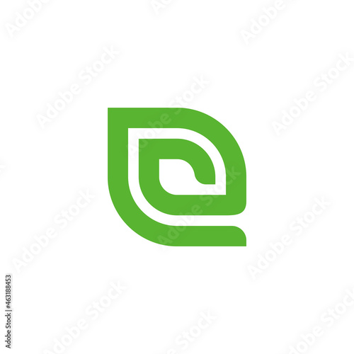 letter c e spiral leaf shape geometric line design logo vector