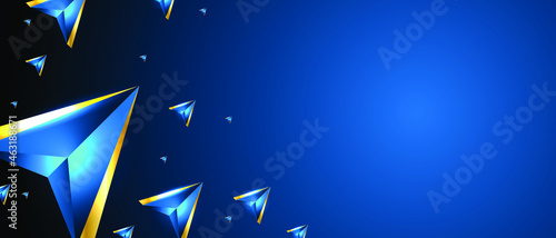 Abstract triangles pattern luxury dark blue with gold vector background. EPS 10.