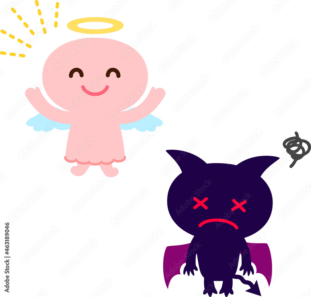 元気な天使と弱った悪魔のキャラクター 元気な天使と弱った悪魔のキャラクター