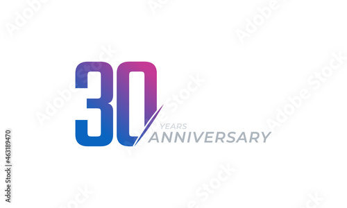 30 Year Anniversary Celebration Vector. Happy Anniversary Greeting Celebrates Template Design Illustration