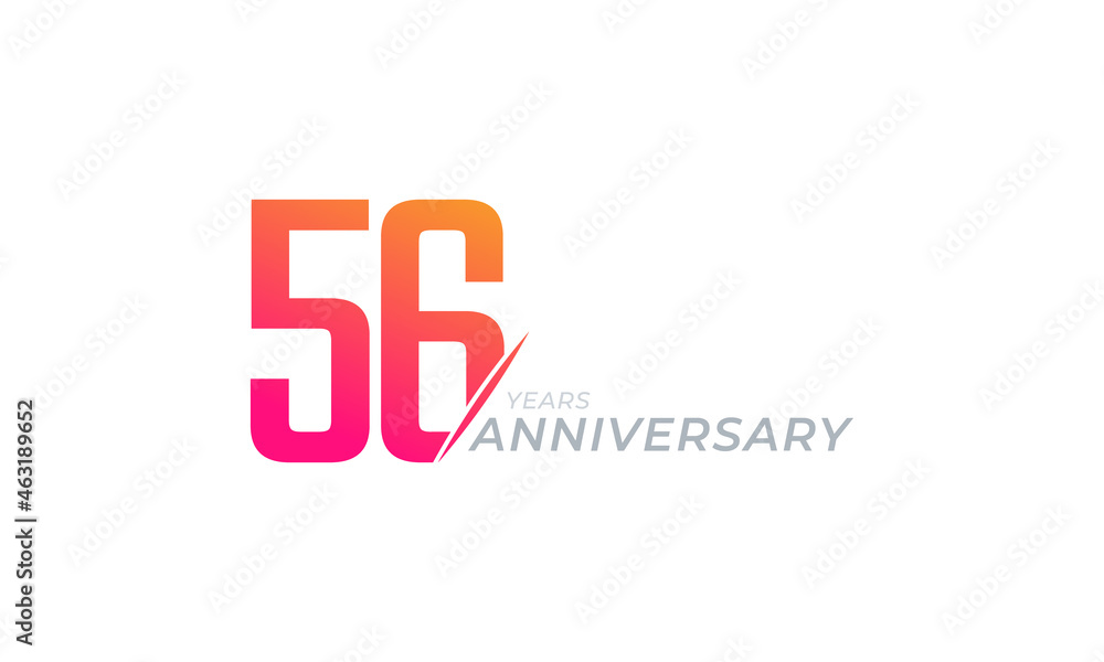 56 Year Anniversary Celebration Vector. Happy Anniversary Greeting Celebrates Template Design Illustration