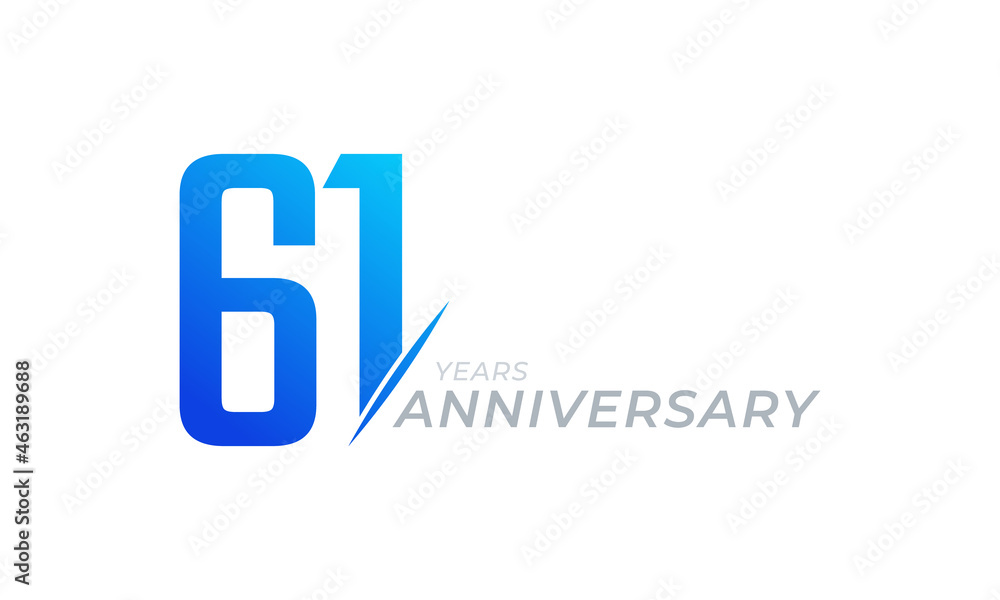 61 Year Anniversary Celebration Vector. Happy Anniversary Greeting Celebrates Template Design Illustration