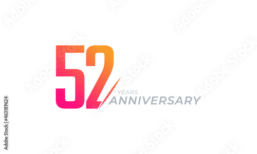 52 Year Anniversary Celebration Vector. Happy Anniversary Greeting Celebrates Template Design Illustration