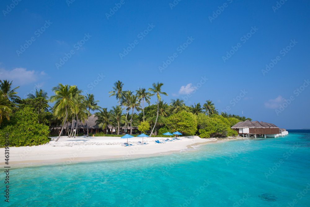 white sandy beach resort on the island