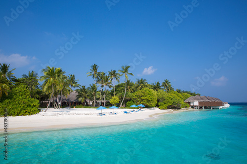 white sandy beach resort on the island