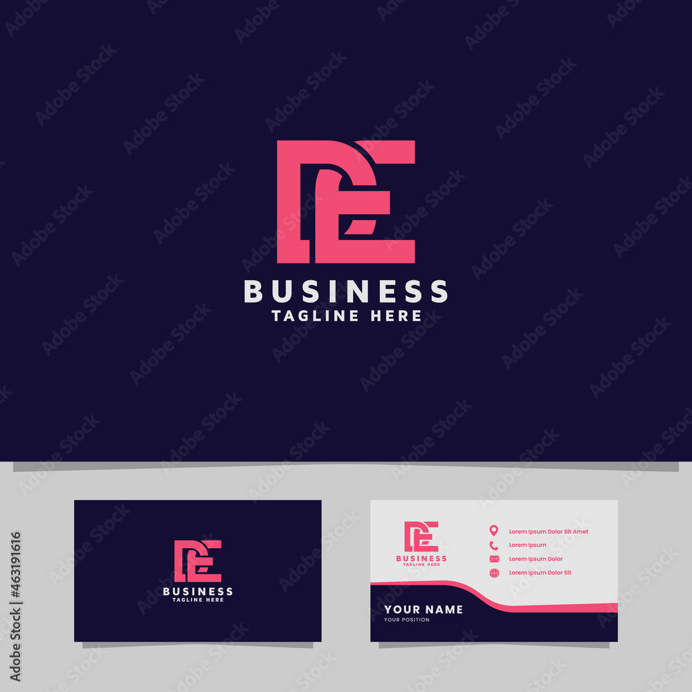 Simple and Minimalist Bright Pink Geometric Overlapping Letter DE Monogram Initial Logo Simple and Minimalist Bright Pink Geometric Overlapping Letter DE Monogram Initial Logo