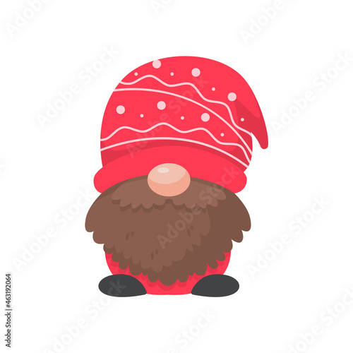 Christmas gnome. A little gnome wearing a red woolen hat. celebrate on christmas