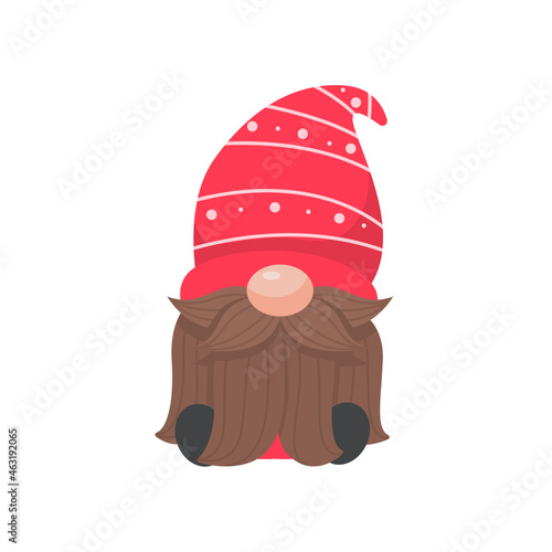 Christmas gnome. A little gnome wearing a red woolen hat. celebrate on christmas