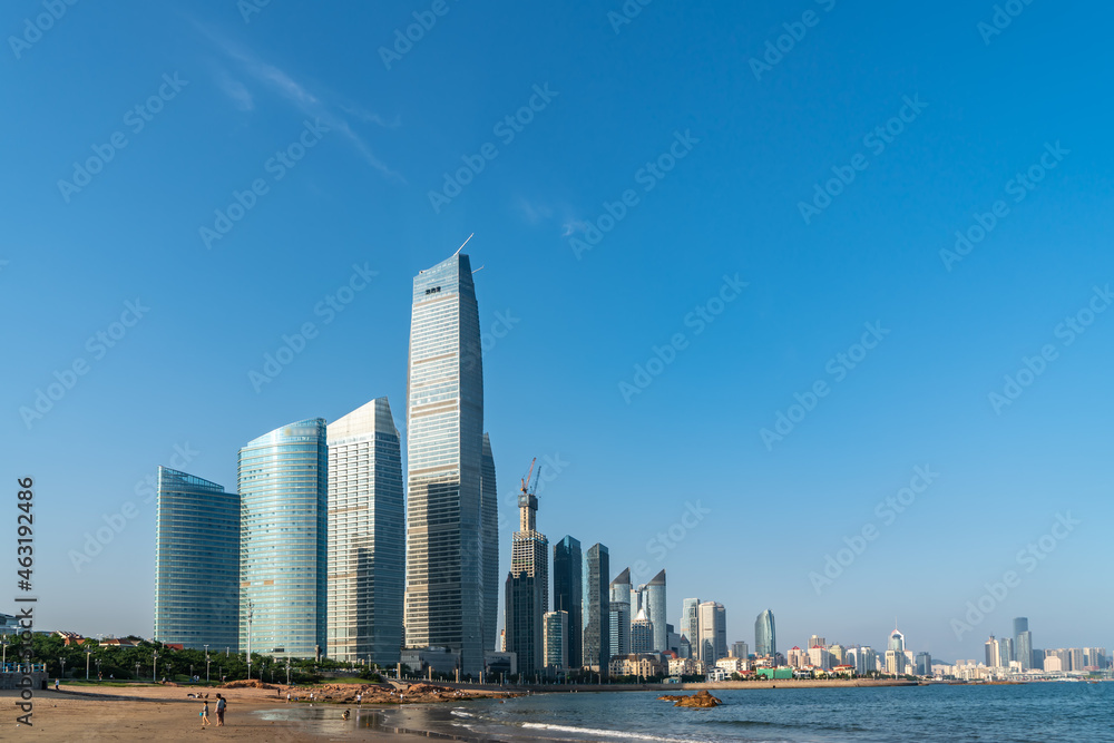 Fototapeta premium Beautiful coastline architectural landscape in Qingdao, China