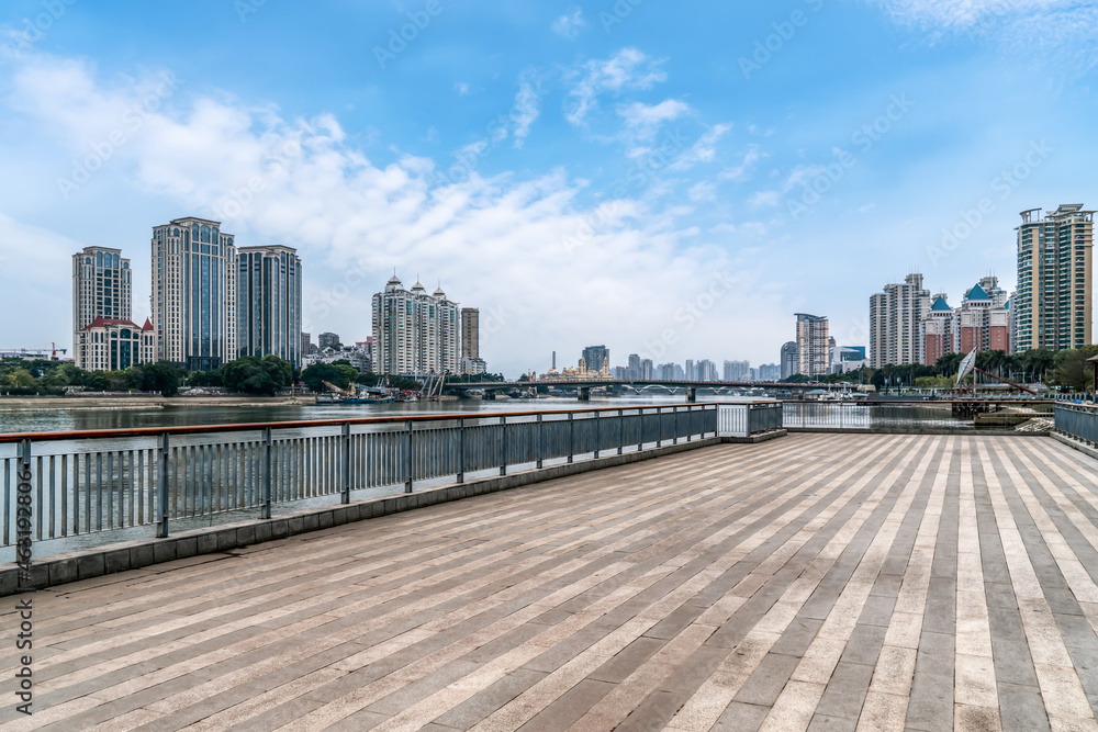 Fuzhou city square and modern buildings