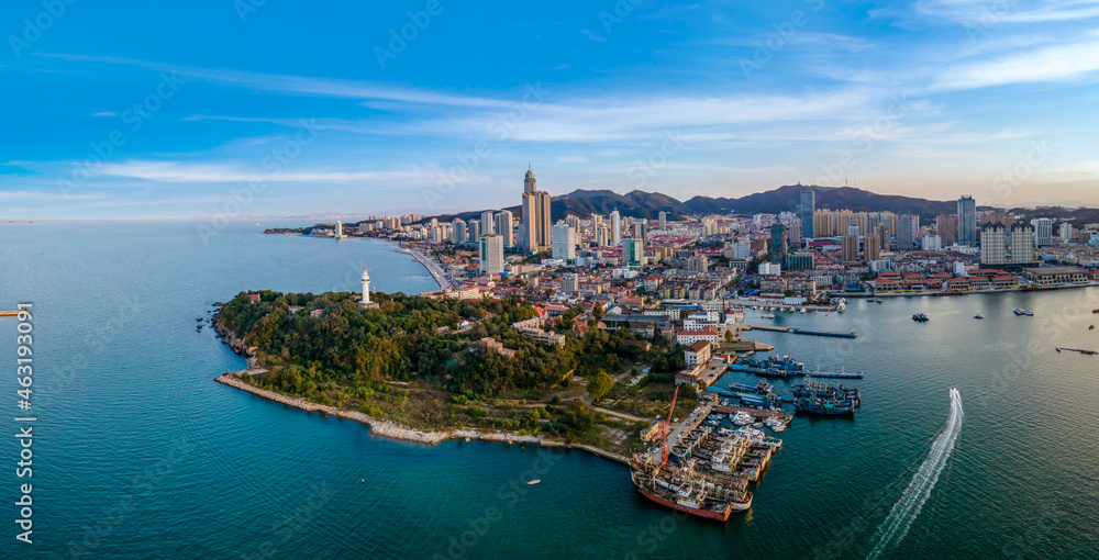 Aerial photography of the architectural landscape of Yantai City