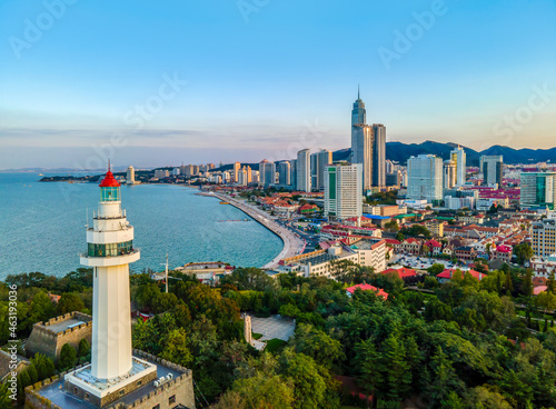 Aerial photography of the architectural landscape of Yantai City photo