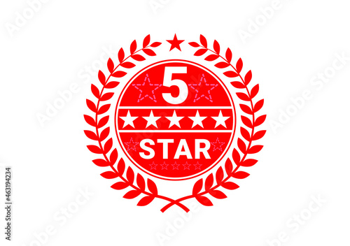 Five stars customer product rating review logo and icon for apps and website