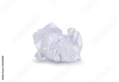 White crumpled paper isolated on white background. Image with Clipping path