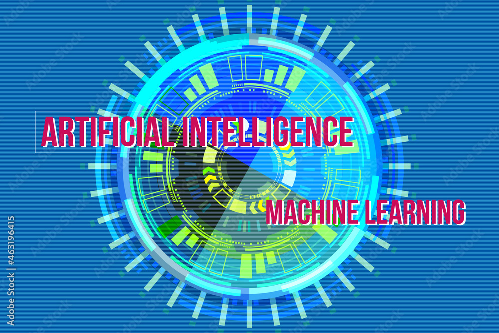 Artificial intelligence and Machine learning abstract futuristic digital technology shiny background.