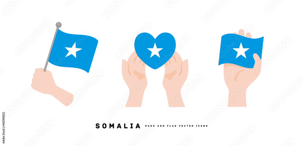 Naklejka premium [Somalia] Hand and national flag icon vector illustration