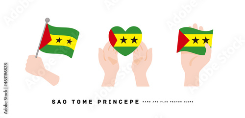 [Sao tome Principe] Hand and national flag icon vector illustration	
