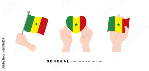 [Senegal] Hand and national flag icon vector illustration	
