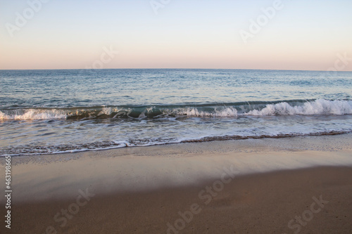 Fototapeta Naklejka Na Ścianę i Meble -  Beautiful seascape with sea waves and sand. Sea waves on the beach.