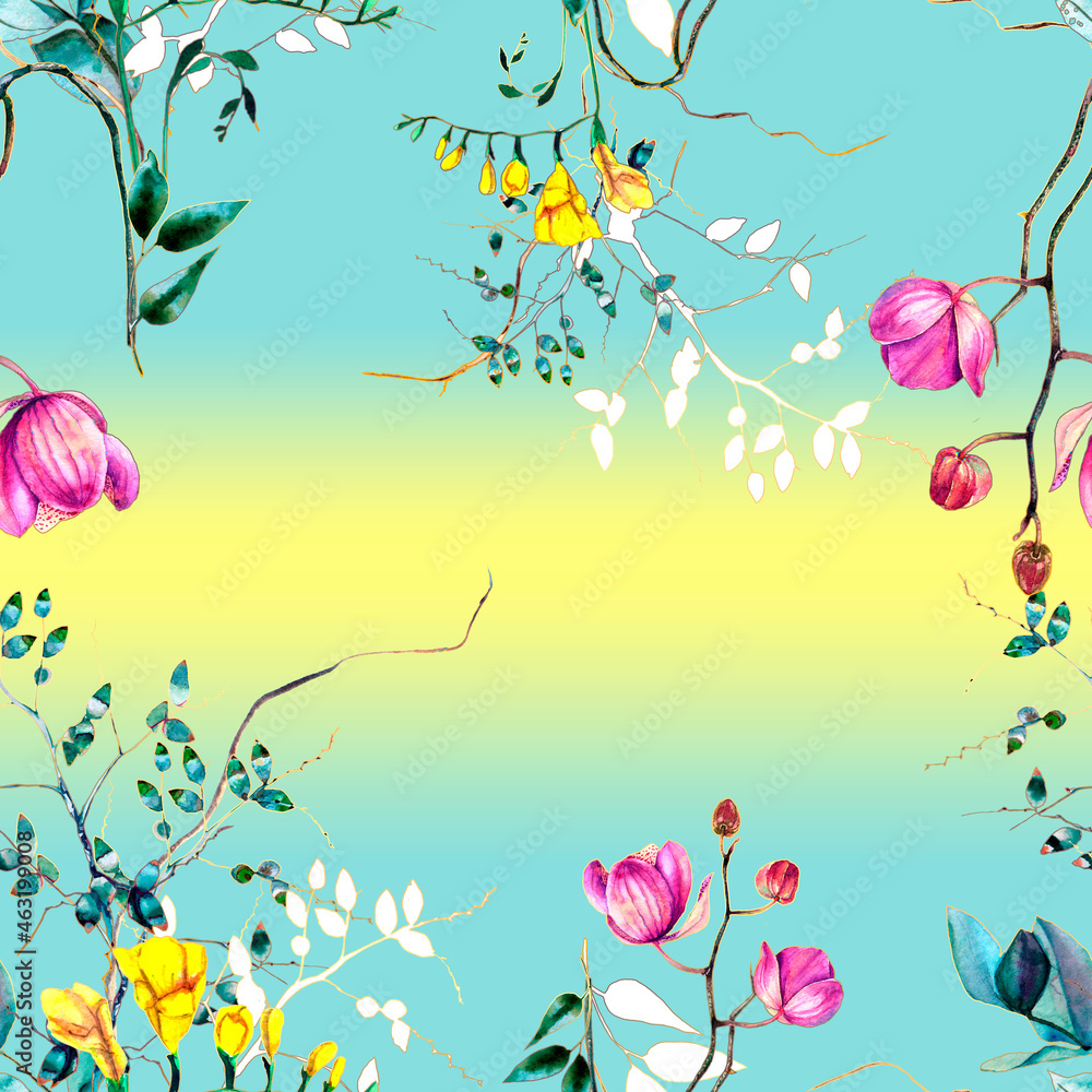 Fototapeta premium Floral pattern. Design for wallpaper, background, fabric, textile.