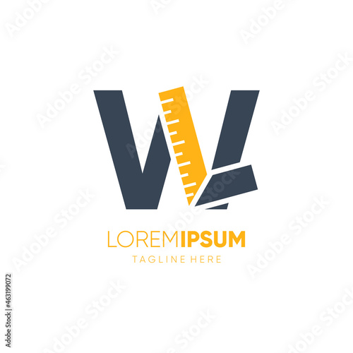 Letter W Ruler Logo Design Vector Graphic Icon Emblem Illustration Background Template