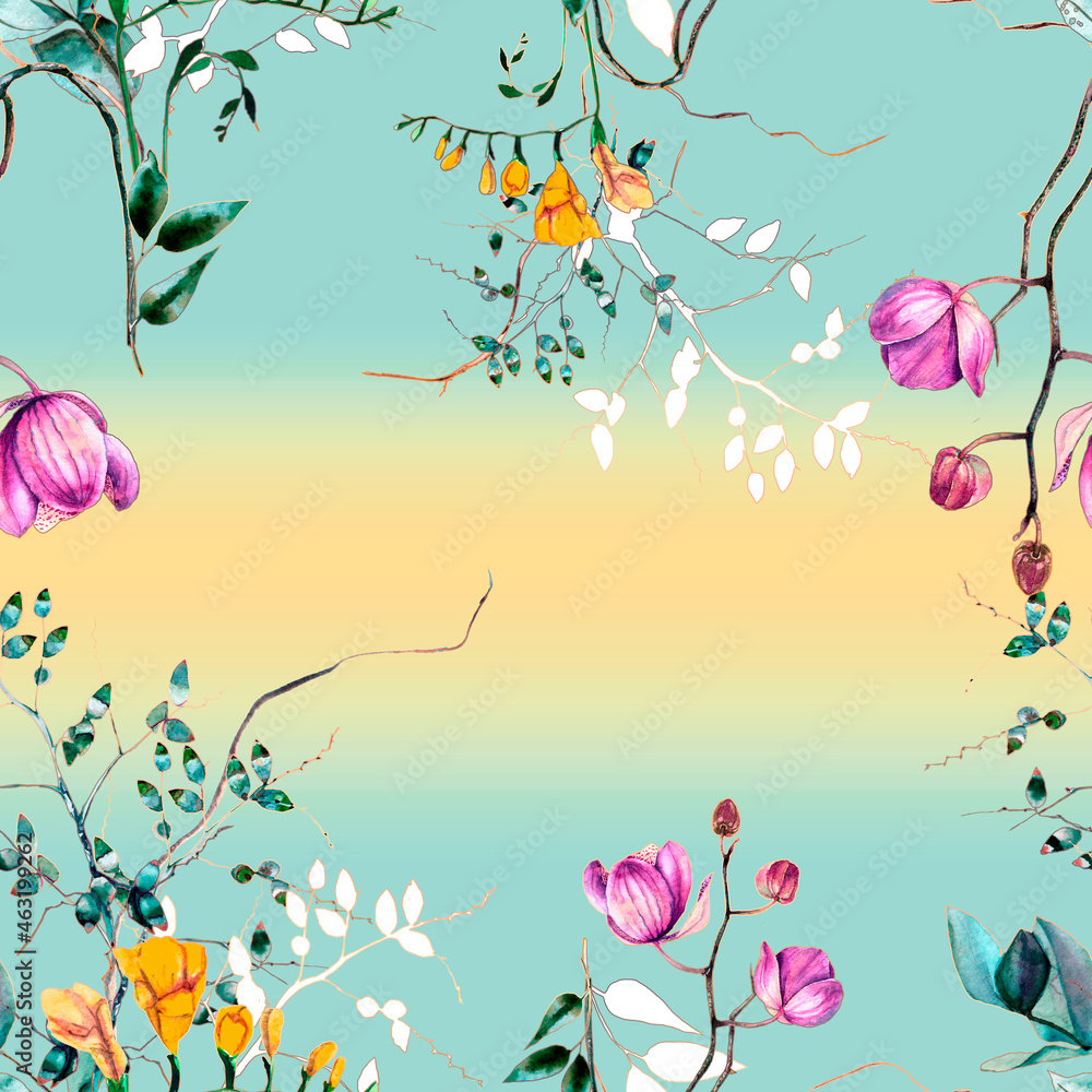 Floral pattern. Design for wallpaper, background, fabric, textile.