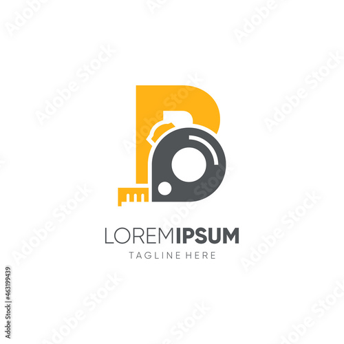 Letter B Ruler Logo Design Vector Graphic Icon Emblem Illustration Background Template