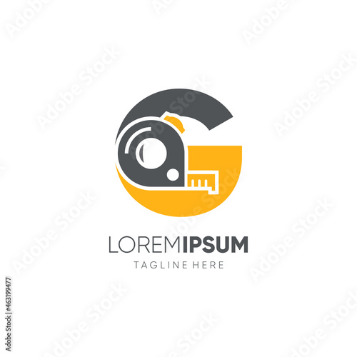 Letter G Roll Meter or Measuring Tape Logo Design Vector Graphic Icon Emblem Illustration Background Template